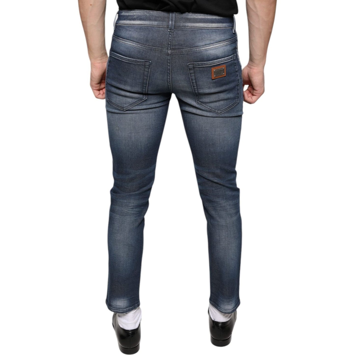 Dolce & Gabbana Dark Blue Washed Cotton Skinny Denim Jeans PAN74887-44