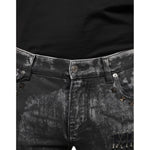 Dolce & Gabbana Black Embellished Cotton Skinny Denim Jeans PAN75040-48