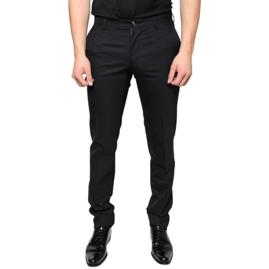 Dolce & Gabbana Black Wool Skinny Men Dress Pants