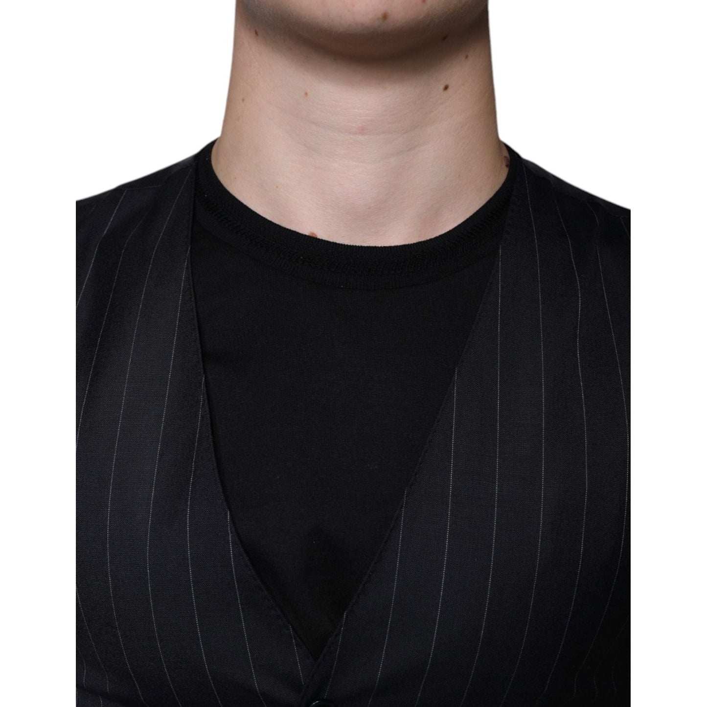 Dolce & Gabbana Black Leather Waistcoat Dress Formal Vest TSH87123-44