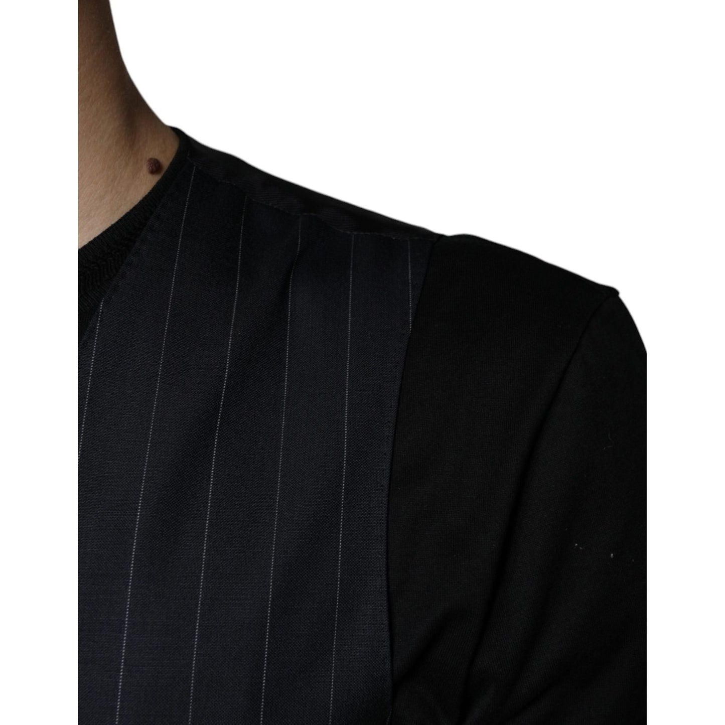 Dolce & Gabbana Black Leather Waistcoat Dress Formal Vest TSH87123-44