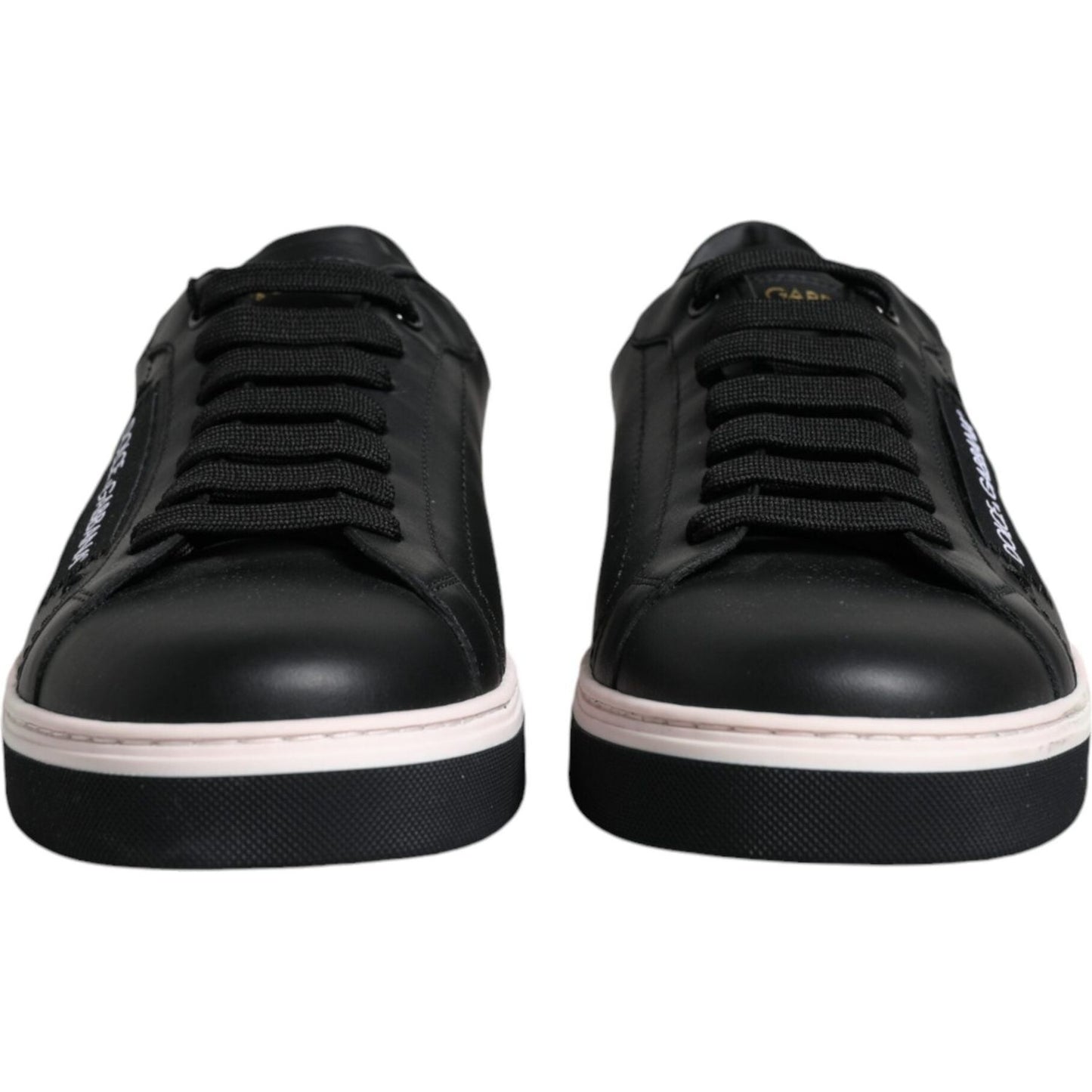 Dolce & Gabbana Black Leather Low Top Men Sneakers Shoes MV6288-39.5