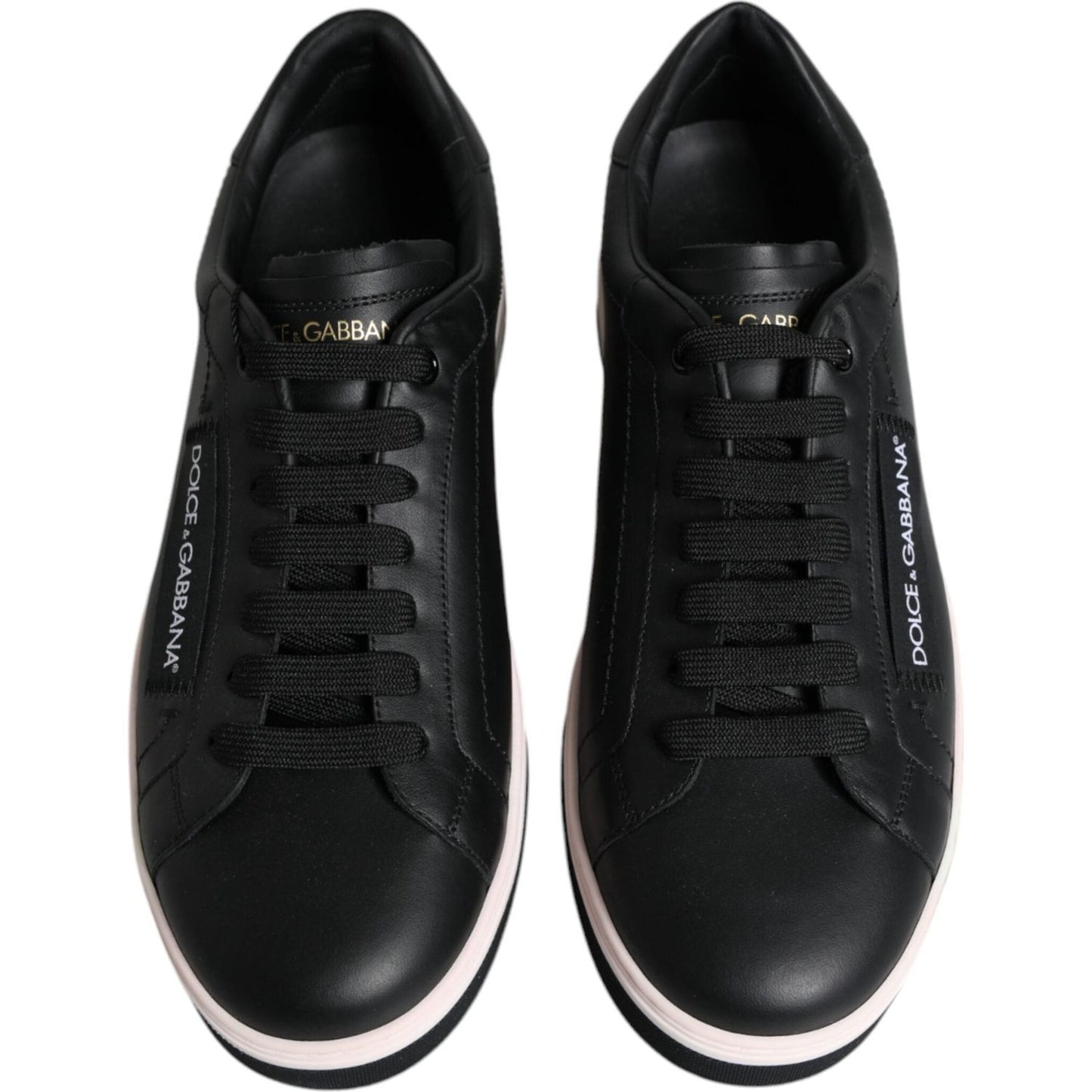 Dolce & Gabbana Black Leather Low Top Men Sneakers Shoes MV6288-39.5