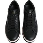 Dolce & Gabbana Black Leather Low Top Men Sneakers Shoes MV6288-39.5