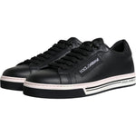 Dolce & Gabbana Black Leather Low Top Men Sneakers Shoes MV6288-39.5