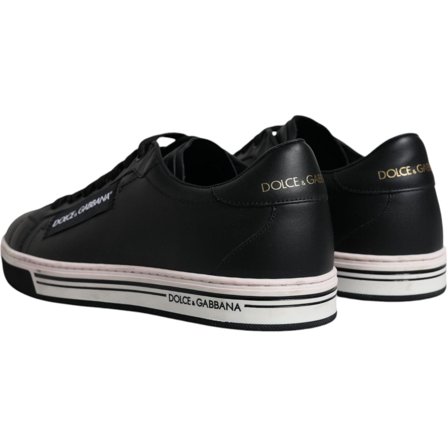 Dolce & Gabbana Black Leather Low Top Men Sneakers Shoes MV6288-39.5