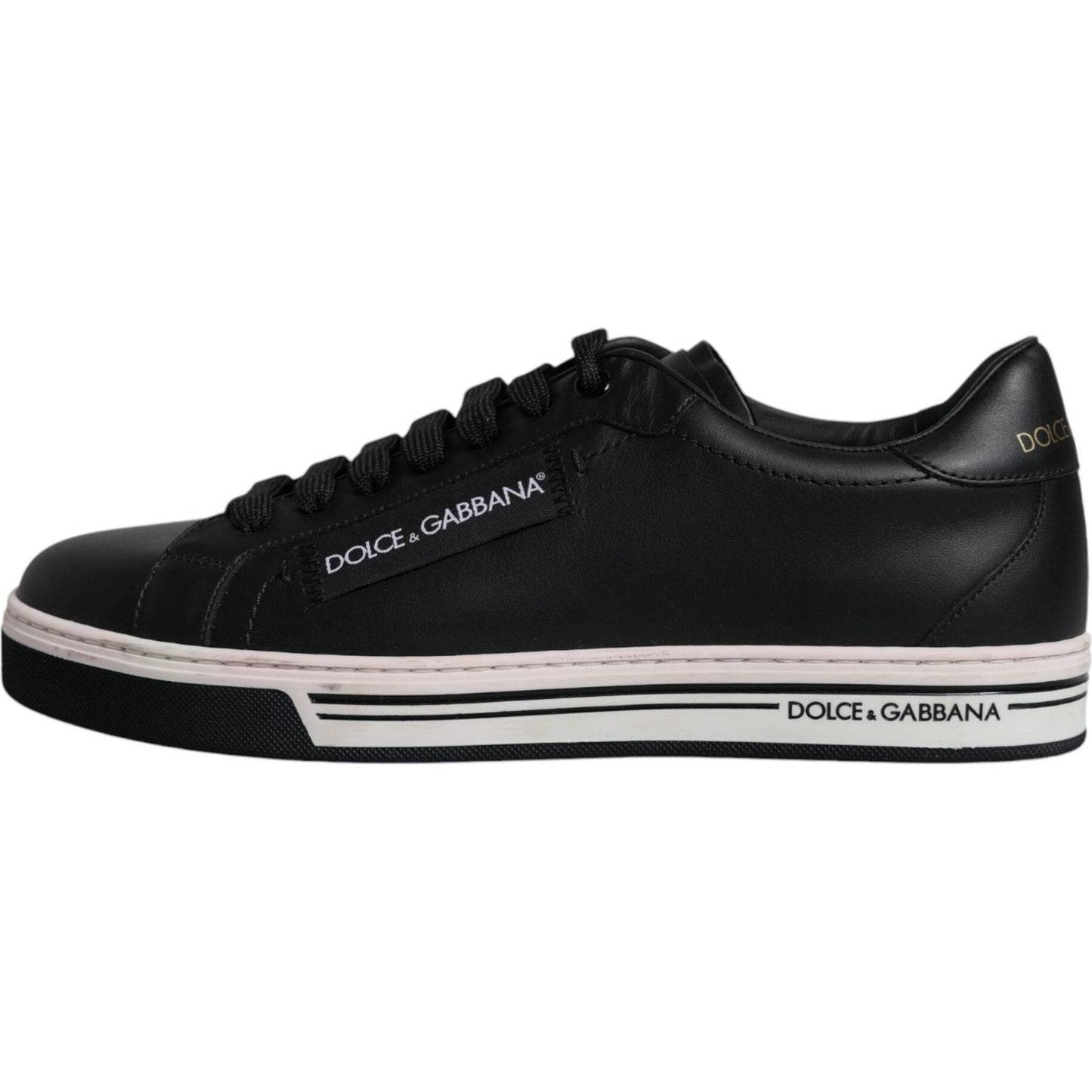 Dolce & Gabbana Black Leather Low Top Men Sneakers Shoes MV6288-39.5