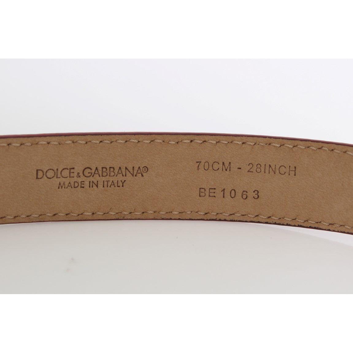 Dolce & Gabbana Pink Polka Snakeskin Silver Buckle Belt BEL10325-7