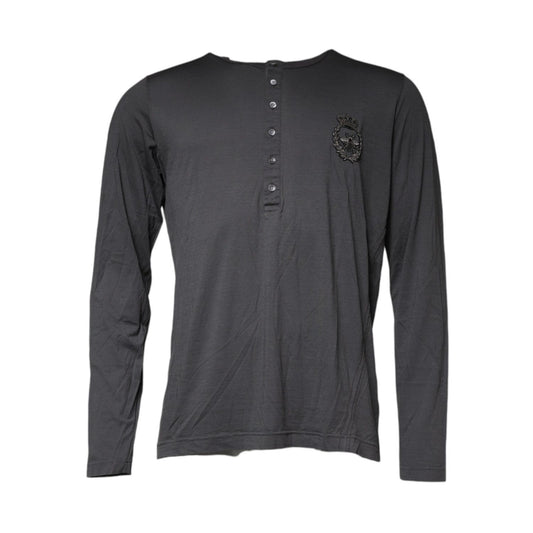 Dolce & Gabbana Gray Crown Bee Embroidery Pullover Sweater