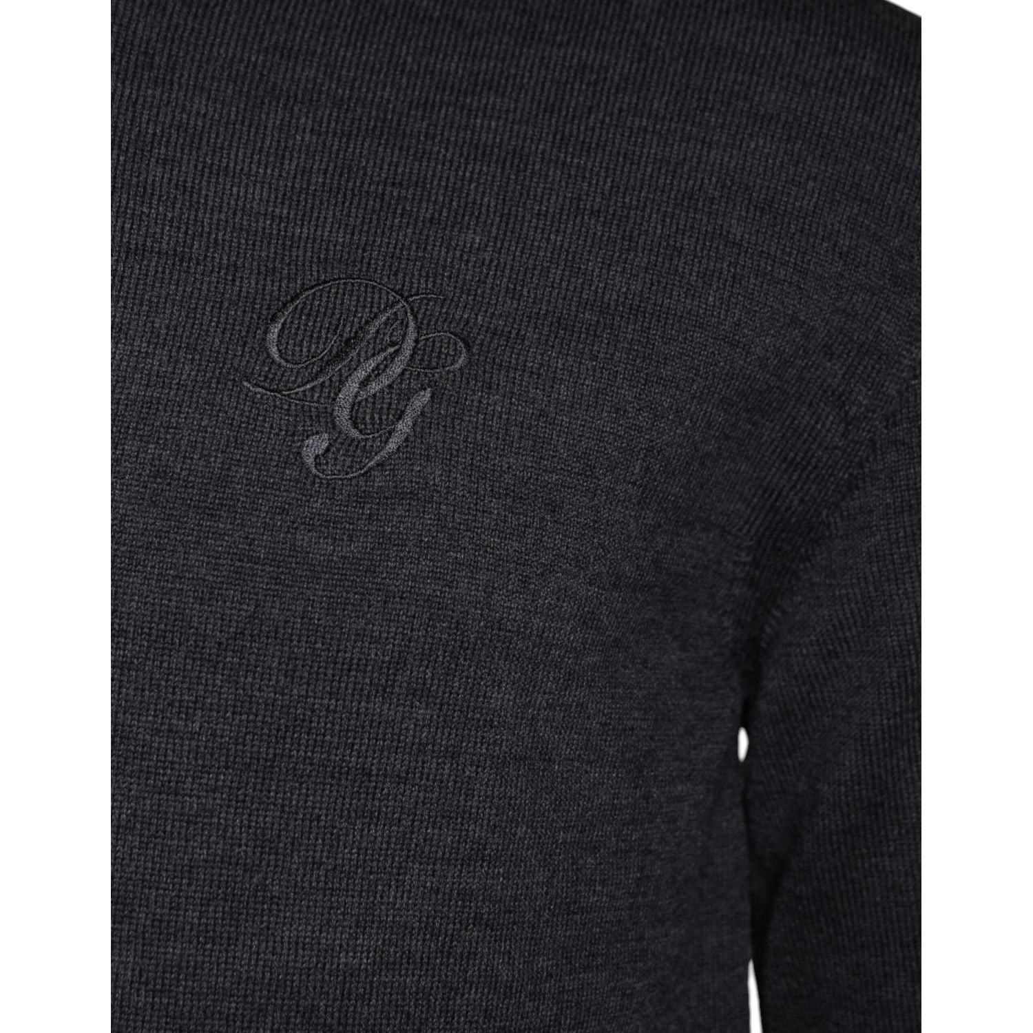 Dolce & Gabbana Dark Gray Wool Crew Neck Pullover Sweater