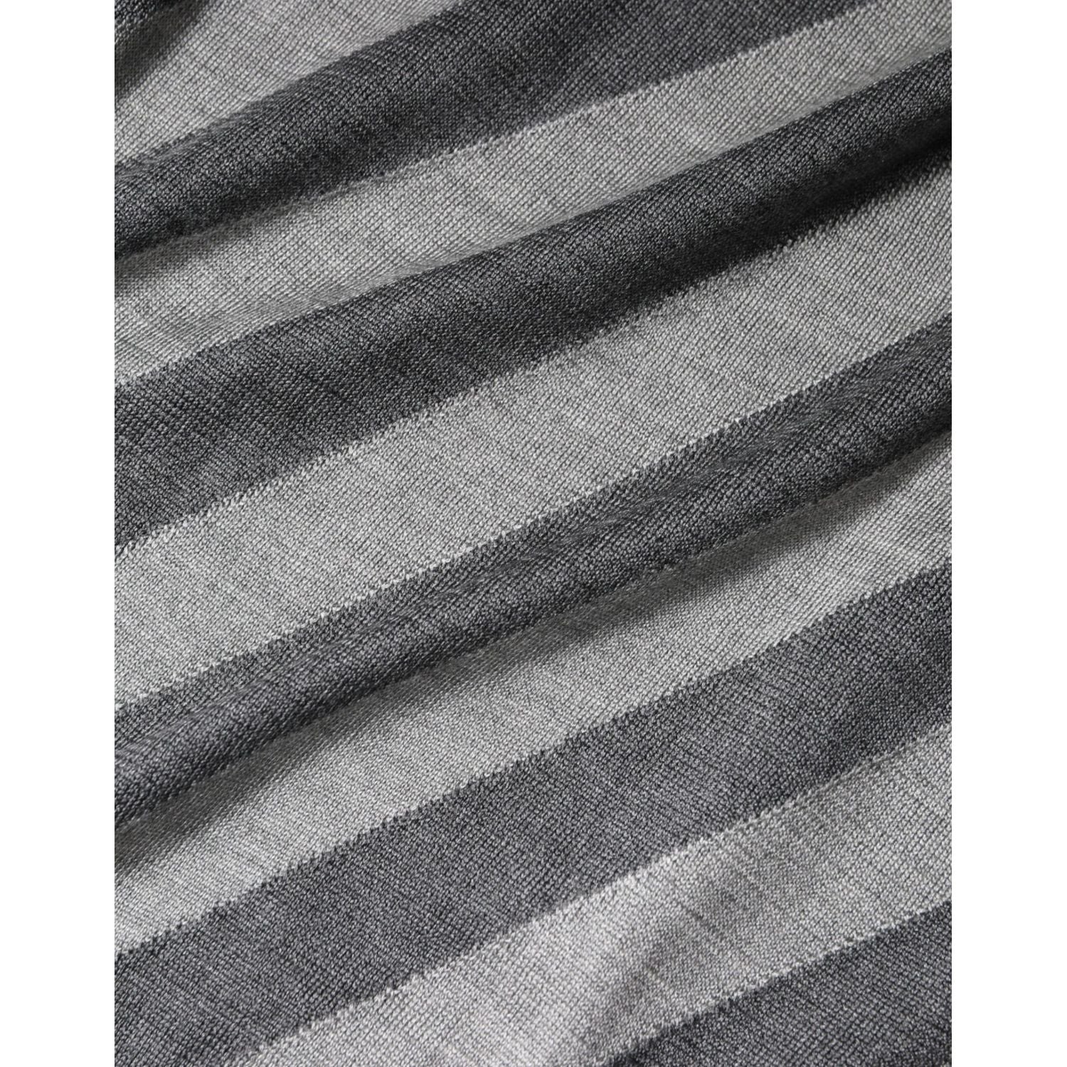 Dolce & Gabbana Gray Stripes Long Sleeve Round Neck Pullover Sweater