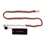 Dolce & Gabbana Red Yellow Leather Crystal Belt BEL10361-2