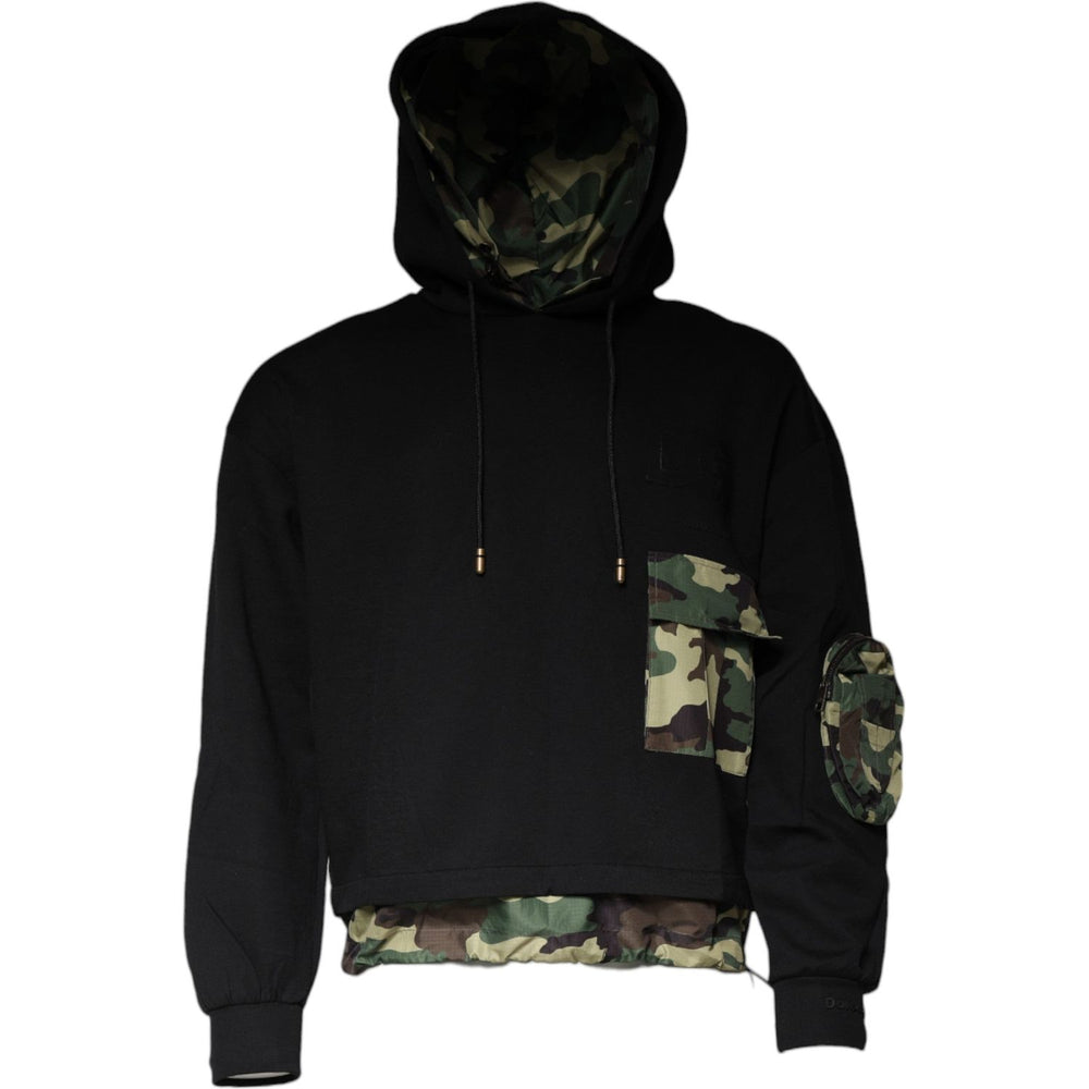 Dolce & Gabbana Black Pocket CottonHooded Sweatshirt Sweater TSH87003-46