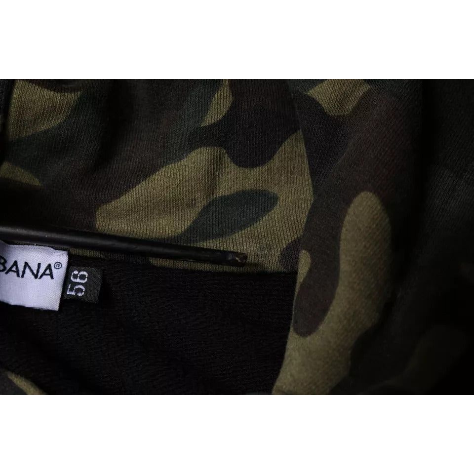 Dolce & Gabbana Black Camouflage Hooded Sweatshirt Sweater TSH87043-56