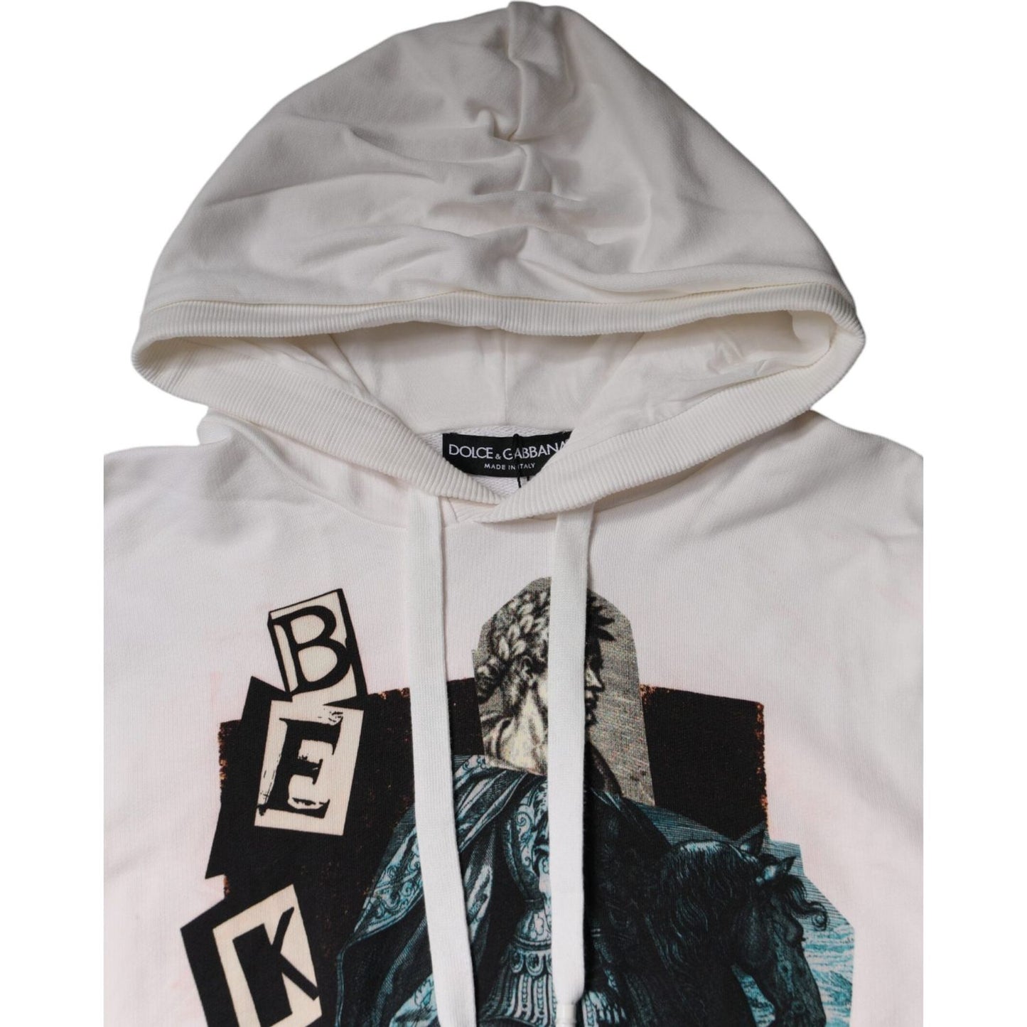 Dolce & Gabbana White Caesar Cotton Hooded Pullover Sweater TSH87225-48