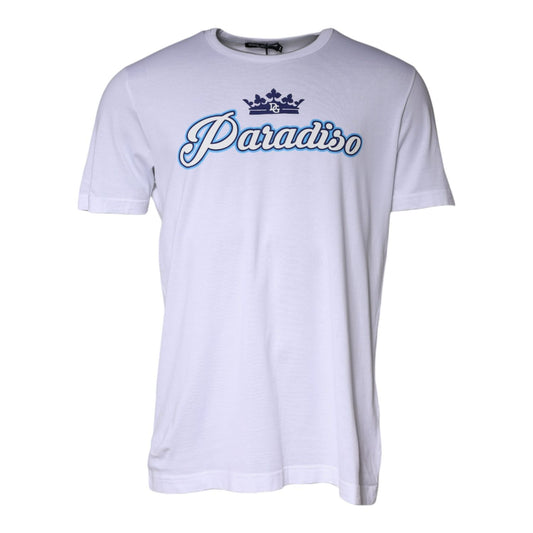 Dolce & Gabbana White Paradiso Cotton Shorts Sleeves T-shirt