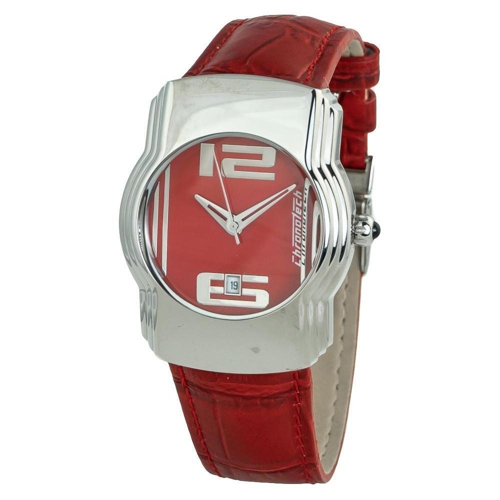 Chronotech Red Leather Dress Watch