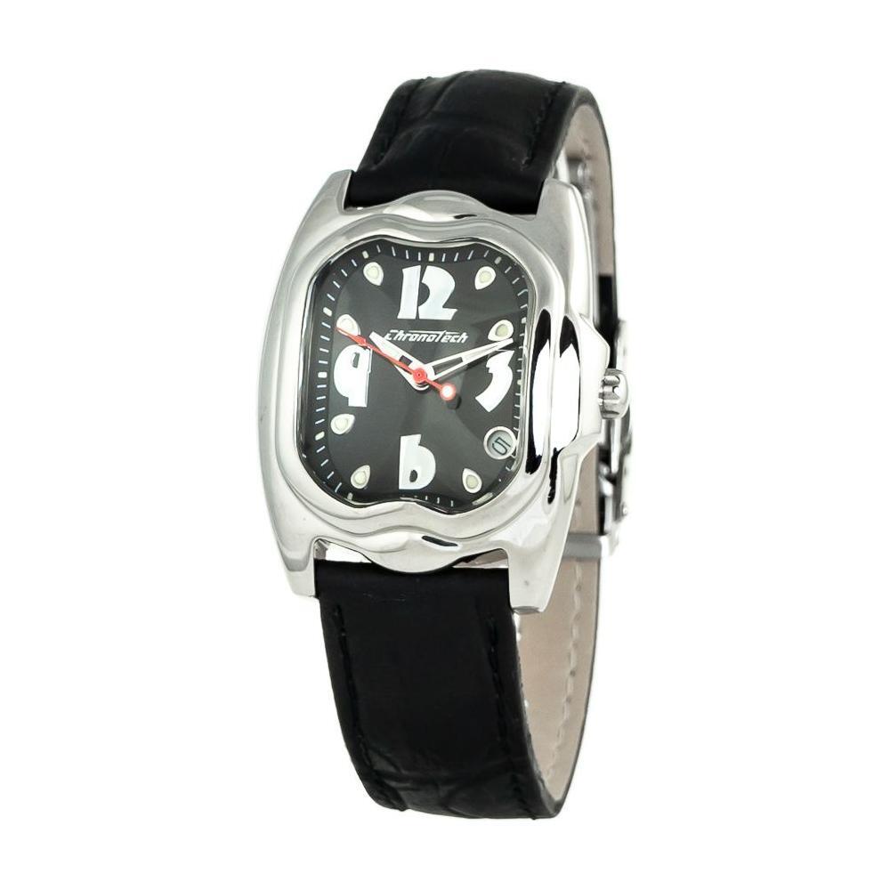 Chronotech Black Leather Dress Watch