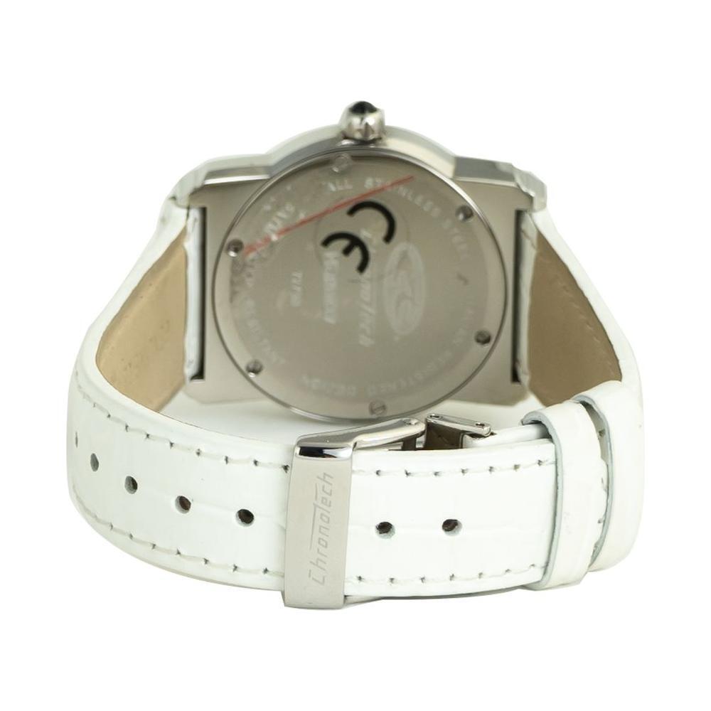 Chronotech White Leather Dress Watch