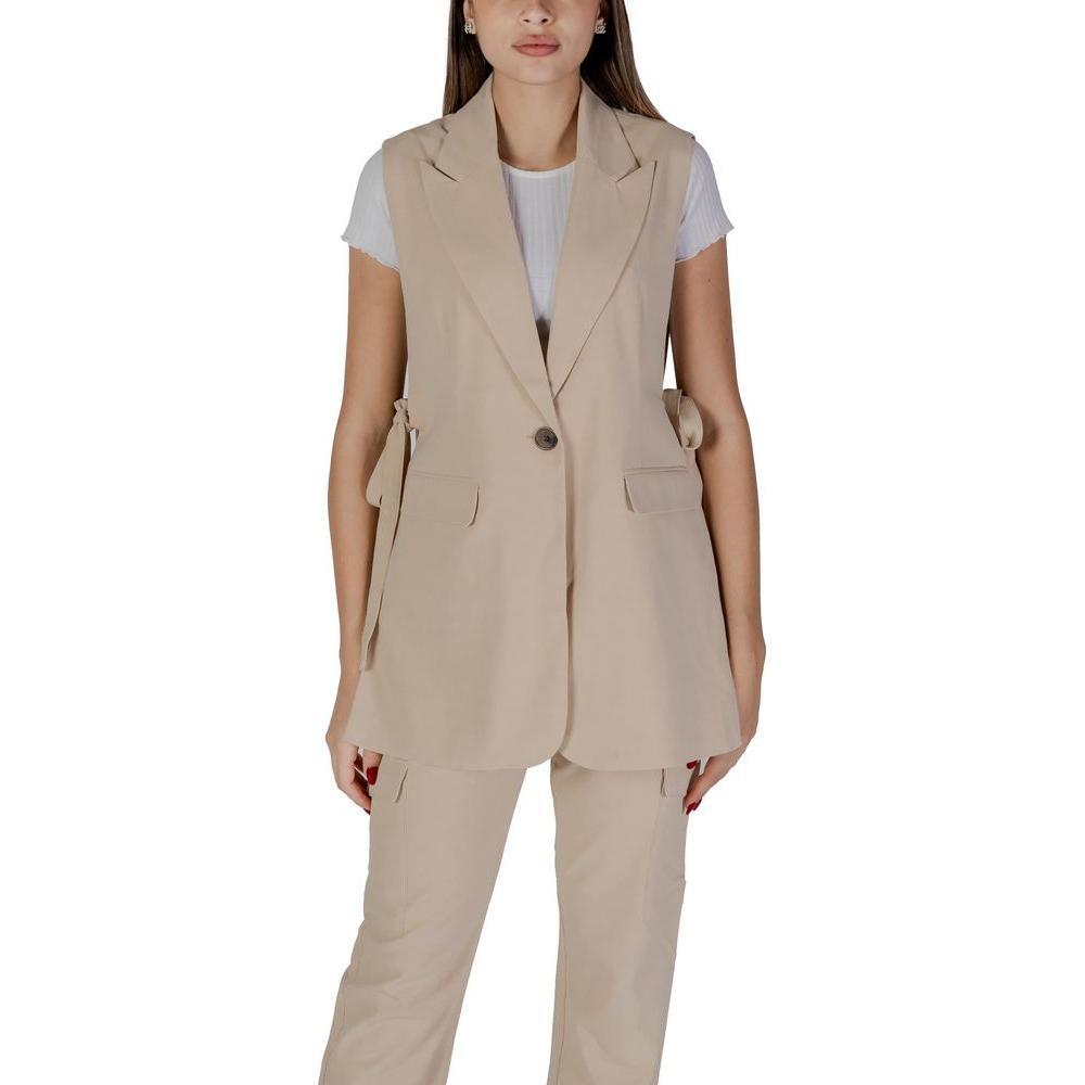B.Young Beige Polyester Waistcoat BY-14925102507-IT40|S