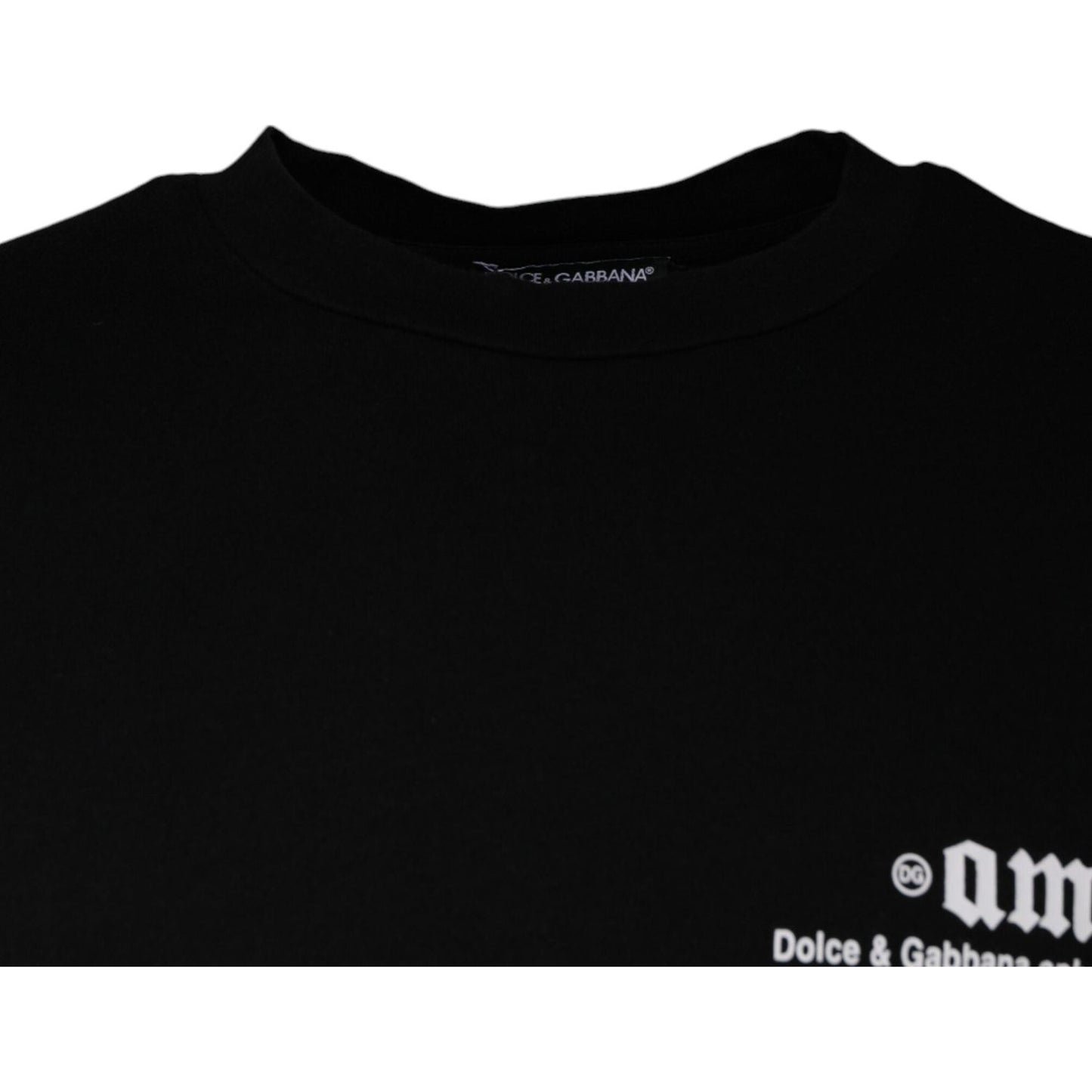 Dolce & Gabbana Black Amore Print Cotton Crew Neck T-shirt TSH87128-46