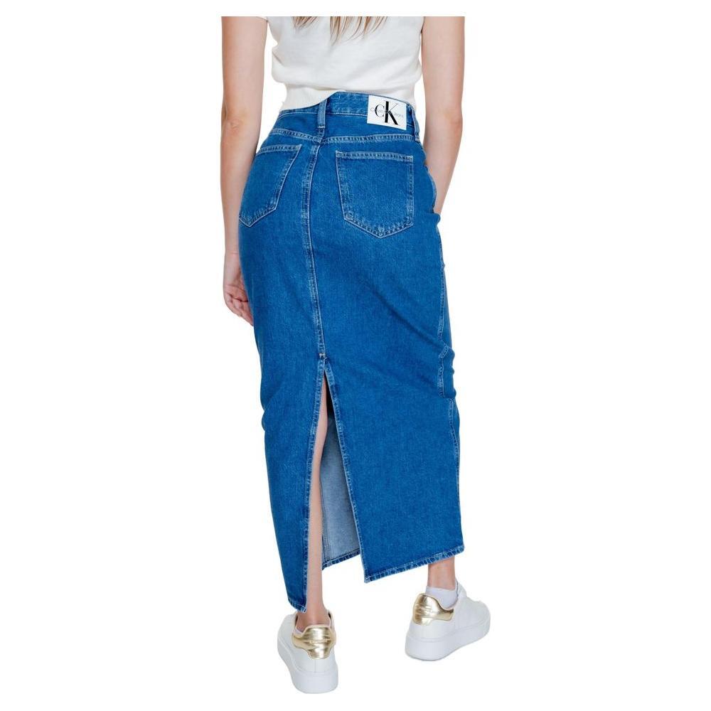 Calvin Klein Jeans Blue Cotton Long Skirt