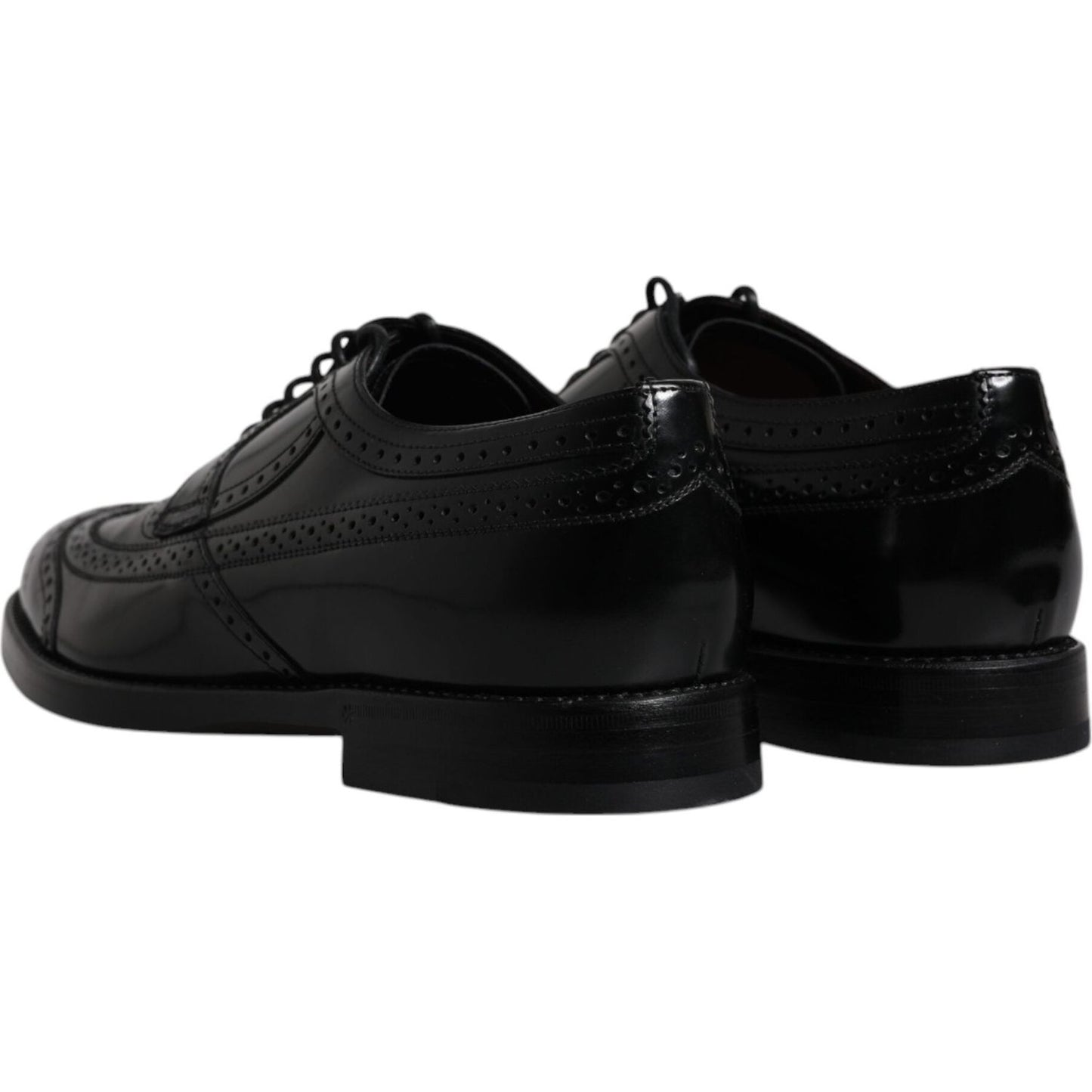 Dolce & Gabbana Black Leather Derby Wingtip Formal Shoes MV6503-43