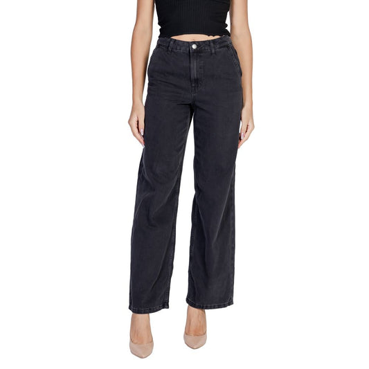 Jacqueline De Yong Black Cotton Relaxed Fit Jean