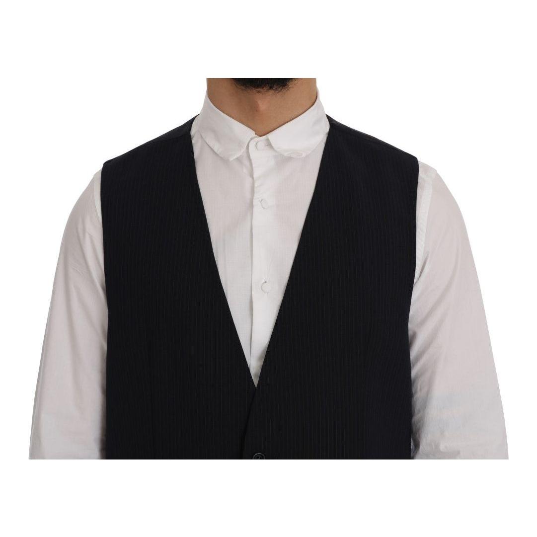 Dolce & Gabbana Black STAFF Wool Striped Vest SIG60358-1