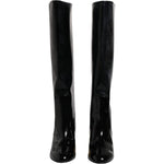 Dolce & Gabbana Black Patent Leather Vally High Boots Shoes LA11987-36.5