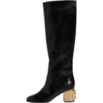 Dolce & Gabbana Black Patent Leather Vally High Boots Shoes LA11987-36.5