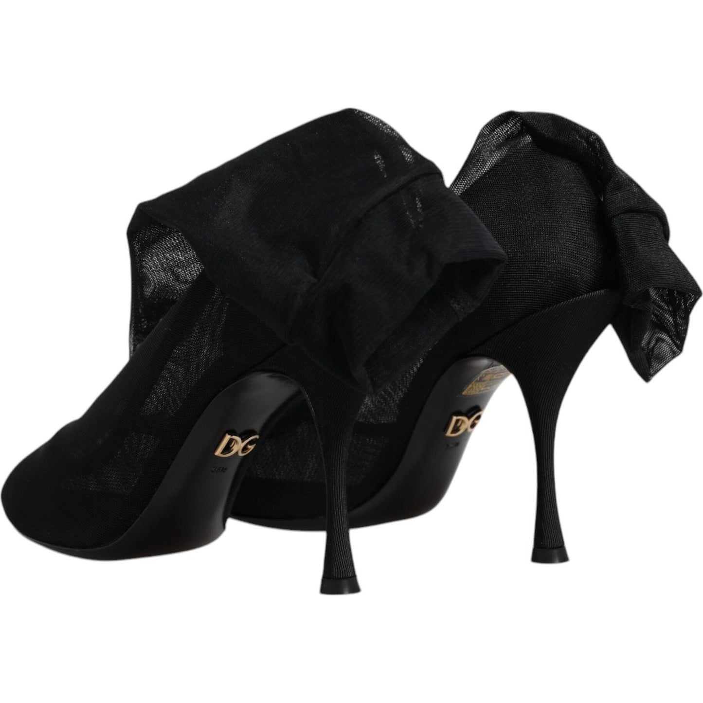 Dolce & Gabbana Black Silk Stretch Mesh Sock Boots Shoes LA11994-36.5