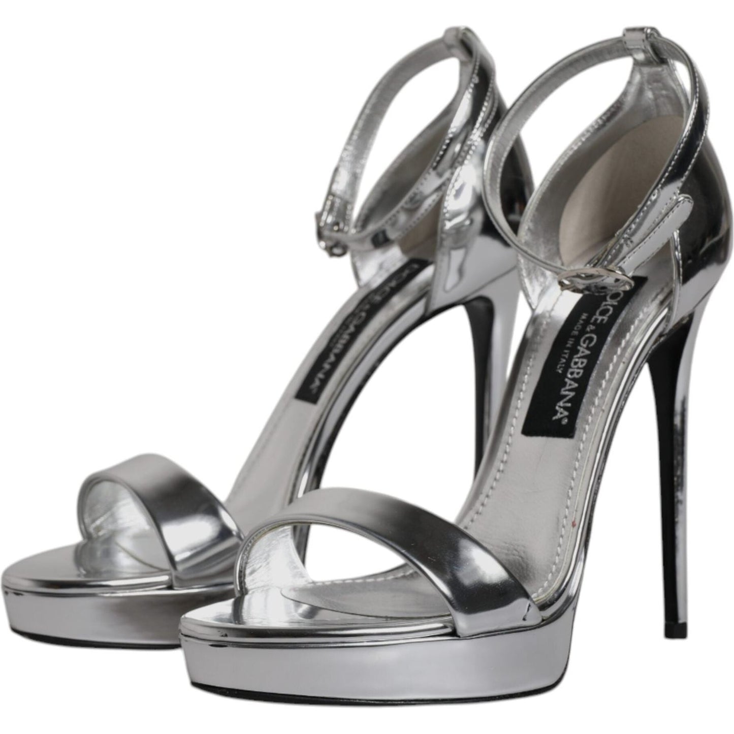 Dolce & Gabbana Silver KEIRA Heels Ankle Strap Sandals Shoes LA12033-39