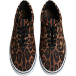 Dolce & Gabbana Brown Leopard Logo Print Cotton Sneakers Shoes MV6602-40.5