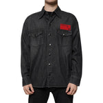 Dolce & Gabbana Black Logo Cotton Button Down Denim Shirt TSH87278-40