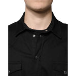 Dolce & Gabbana Black Cotton Collared Button Down Shirt TSH87321-44