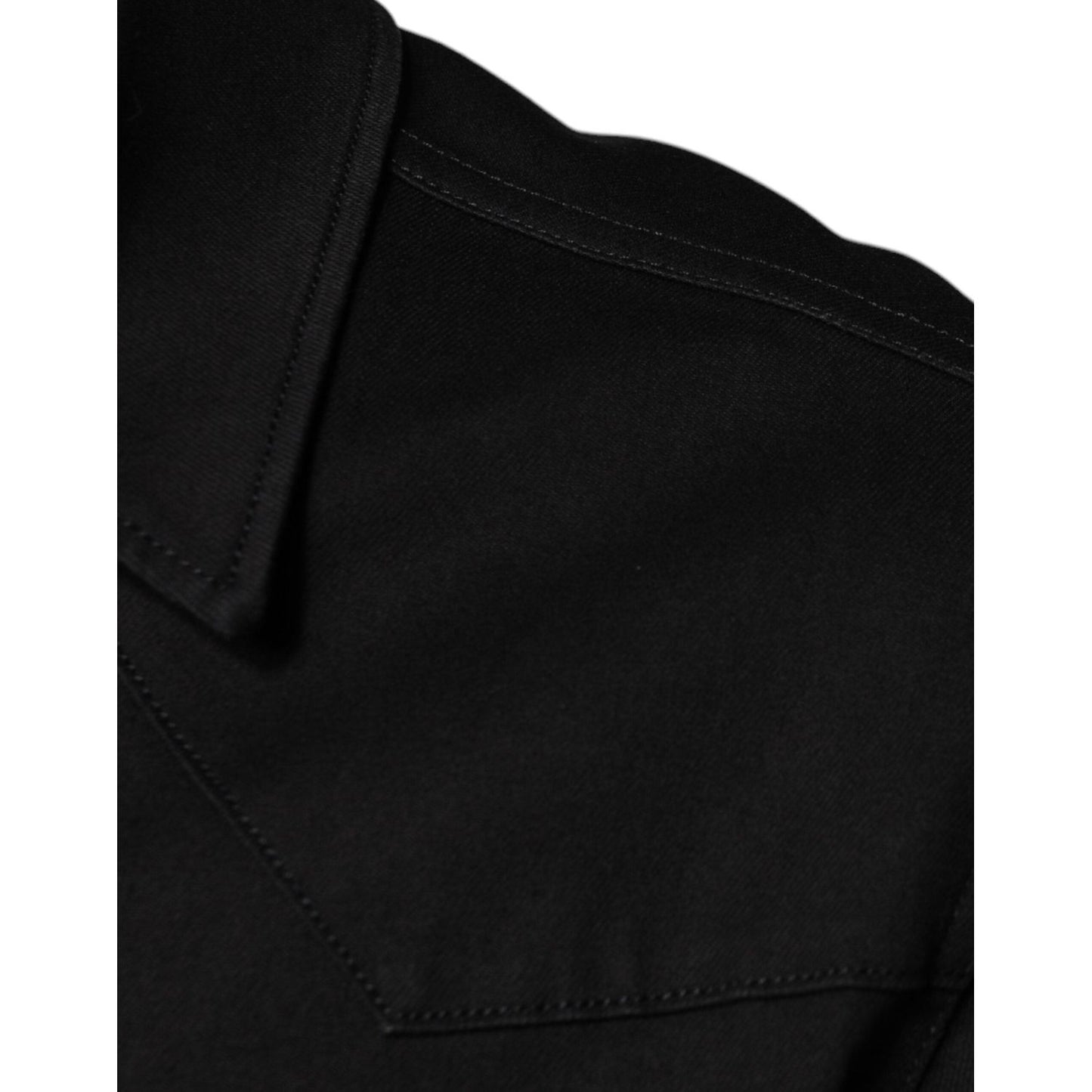 Dolce & Gabbana Black Cotton Collared Button Down Shirt TSH87321-44