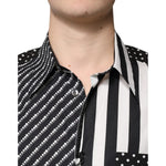 Dolce & Gabbana Black White Striped Button Down Casual Shirt TSH87341-39