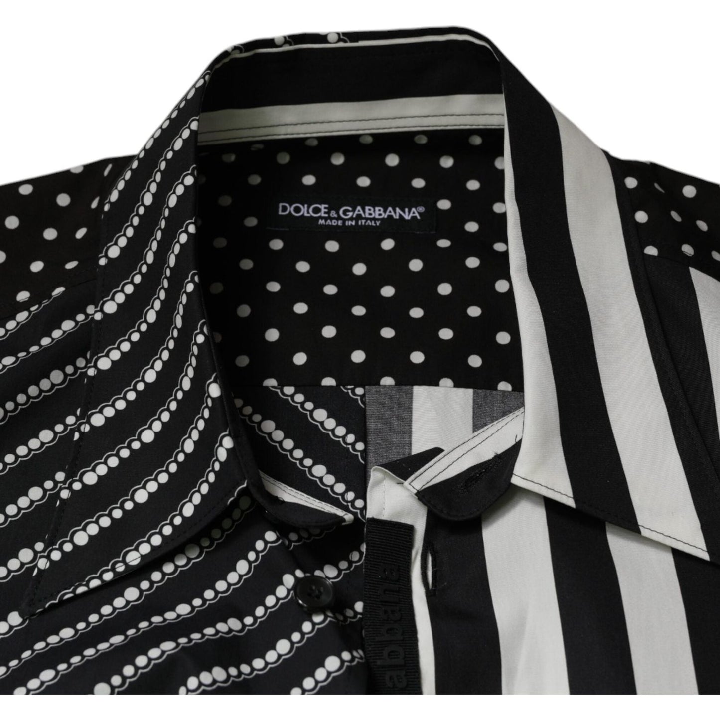Dolce & Gabbana Black White Striped Button Down Casual Shirt TSH87341-39