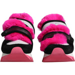 Dolce & Gabbana Black Pink Fur Embellished Sneakers Shoes LA11997-35.5