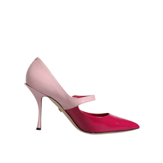 Dolce & Gabbana Two Tone Pink Leather Mary Jane Heels Pumps Shoes