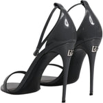 Dolce & Gabbana Grey Leather Ankle Strap Heel Sandals Shoes LA12071-41
