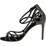Dolce & Gabbana Black Strass Ankle Strap Heels Sandals Shoes LA12080-39