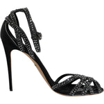 Dolce & Gabbana Black Strass Ankle Strap Heels Sandals Shoes LA12130-39