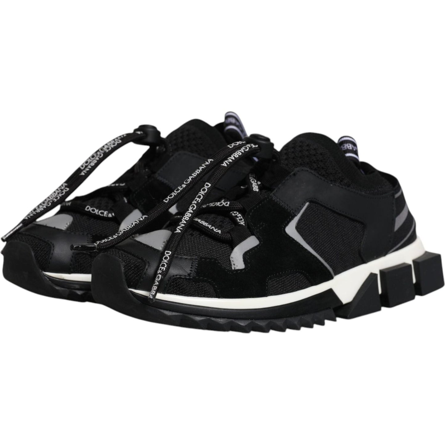 Dolce & Gabbana Black White Logo Sorrento Sneakers Shoes LA12155-36.5