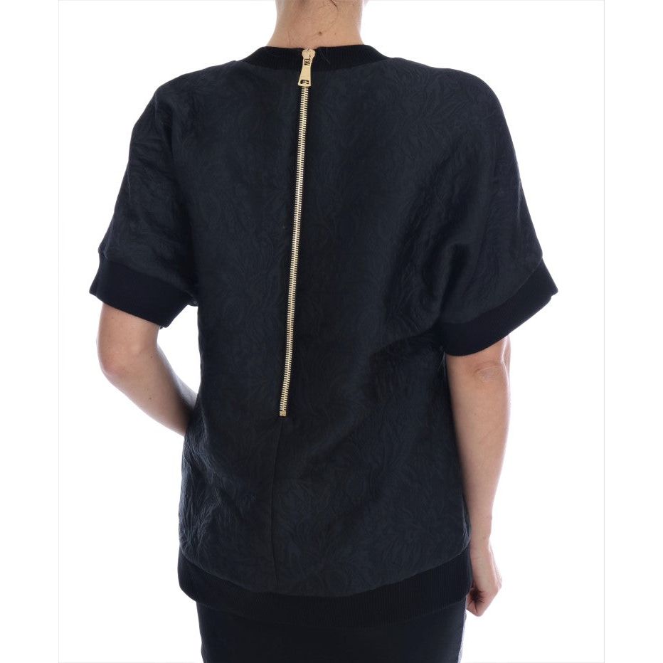 Dolce & Gabbana Black Brocade Cocktail Crystal Sweater JKT1070-1