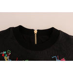 Dolce & Gabbana Black Brocade Cocktail Crystal Sweater JKT1070-1
