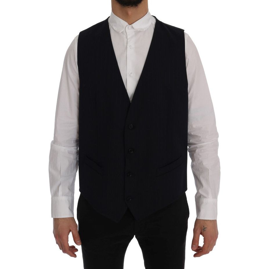 Dolce & Gabbana Blue STAFF Wool Stretch Vest SIG60367-1