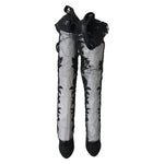 Dolce & Gabbana Black Floral Embroidered Socks Boots LA4248-4