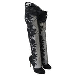Dolce & Gabbana Black Floral Embroidered Socks Boots LA4248-4